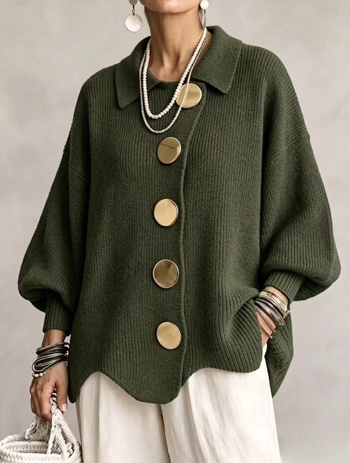Orlisse | Women's Oversized Button-Up Cardigan
