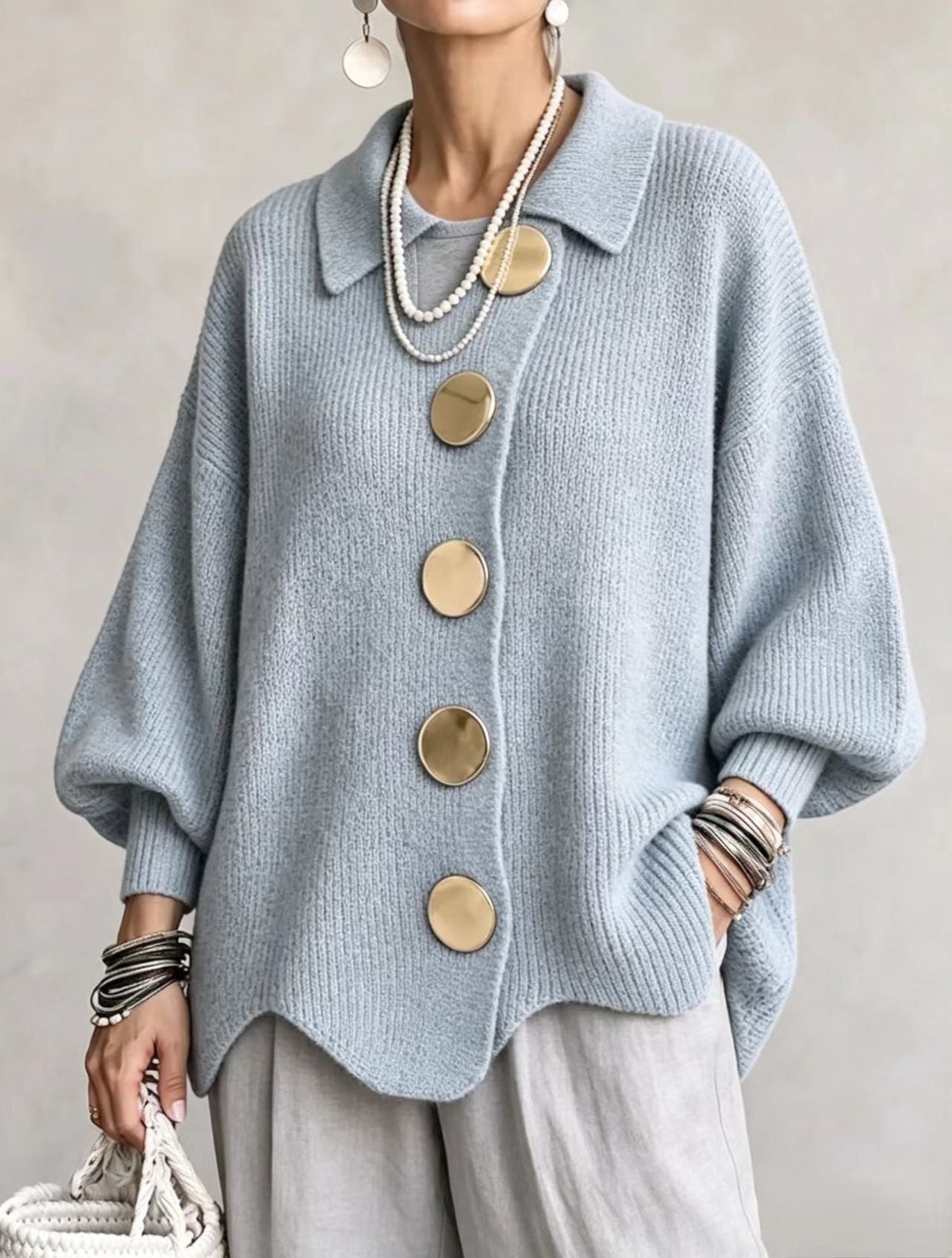 Orlisse | Women's Oversized Button-Up Cardigan