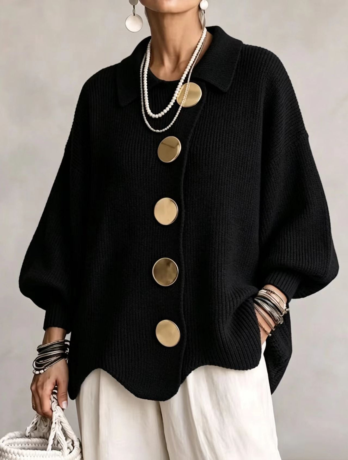 Orlisse | Women's Oversized Button-Up Cardigan