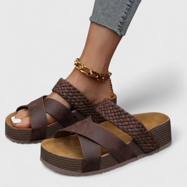 Paige | Women's Strappy Platform Wedge Sandals with Crossover Straps