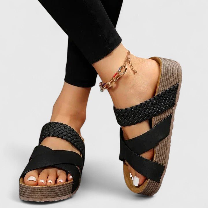 Paige | Women's Strappy Platform Wedge Sandals with Crossover Straps