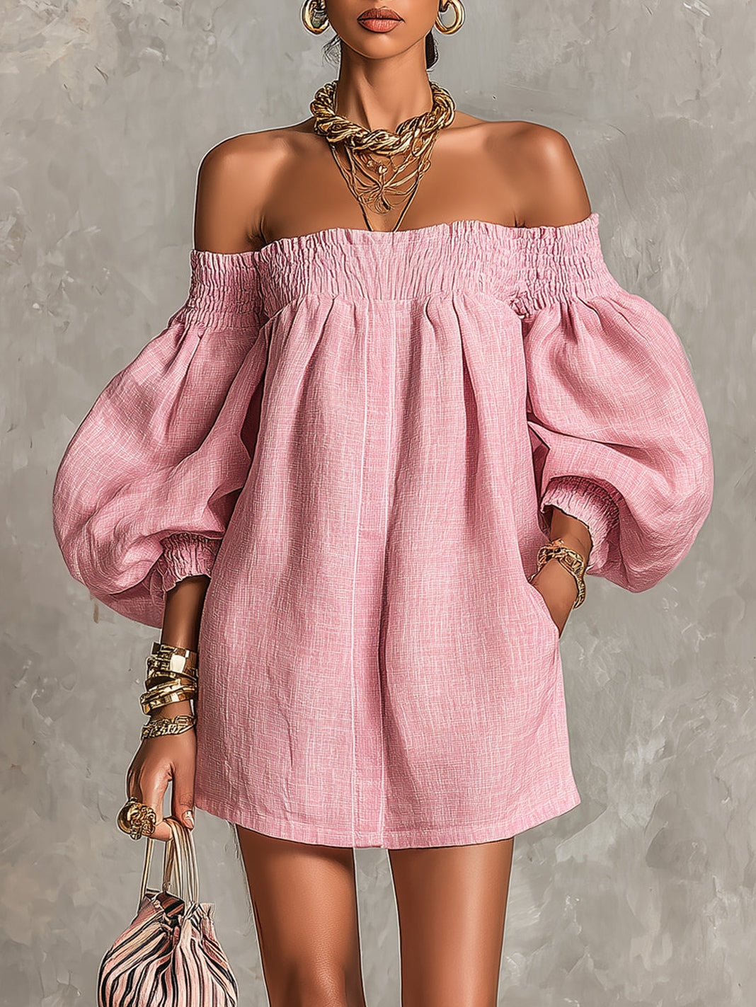 Penelope | Women's Off-Shoulder Puff Sleeve Mini Dress