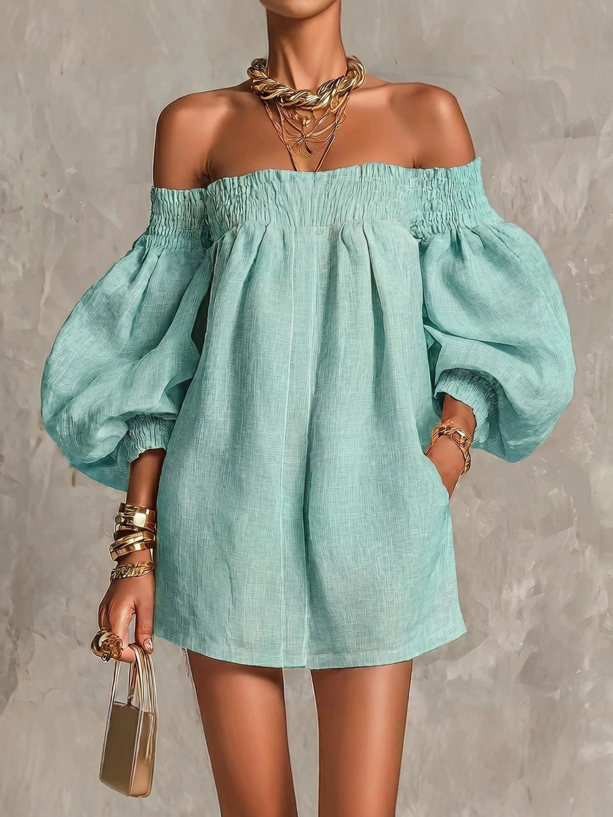 Penelope | Women's Off-Shoulder Puff Sleeve Mini Dress