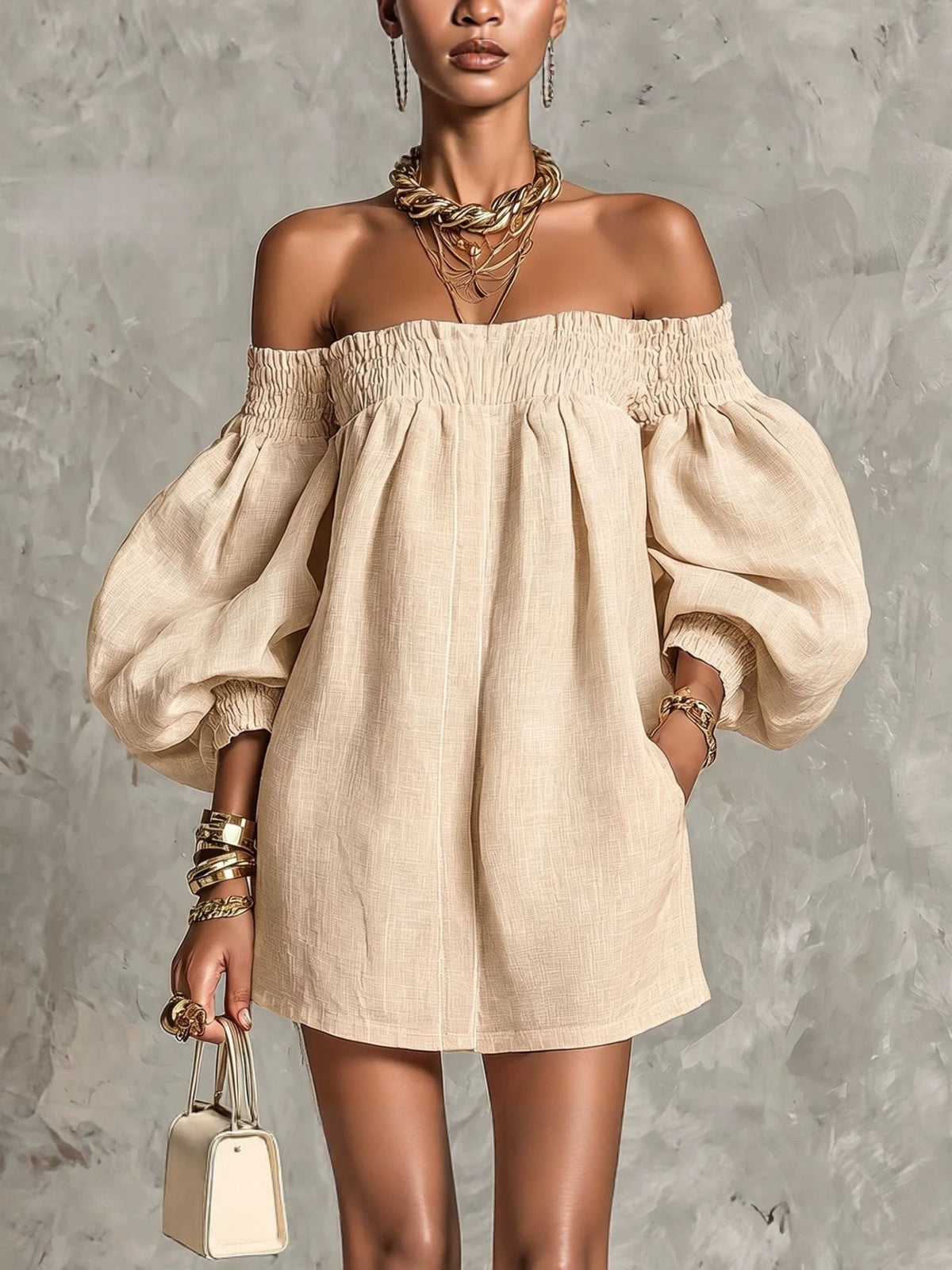 Penelope | Women's Off-Shoulder Puff Sleeve Mini Dress