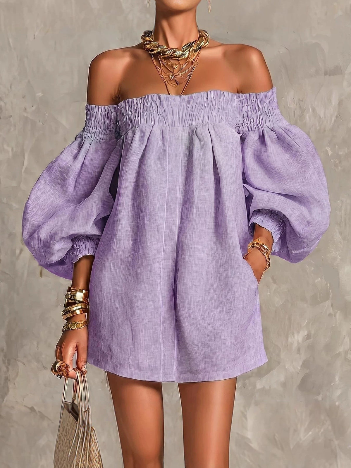 Penelope | Women's Off-Shoulder Puff Sleeve Mini Dress