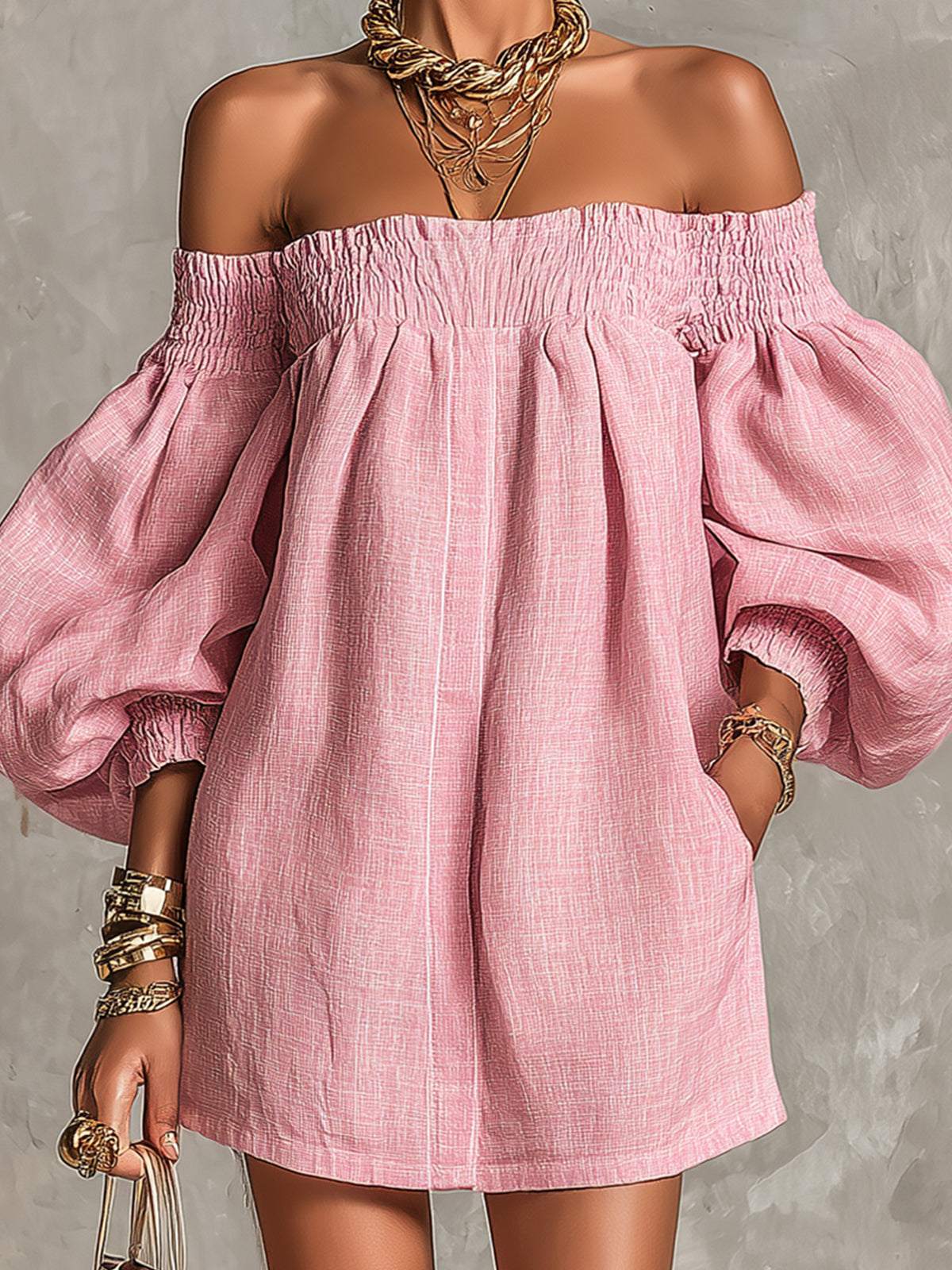 Penelope | Women's Off-Shoulder Puff Sleeve Mini Dress