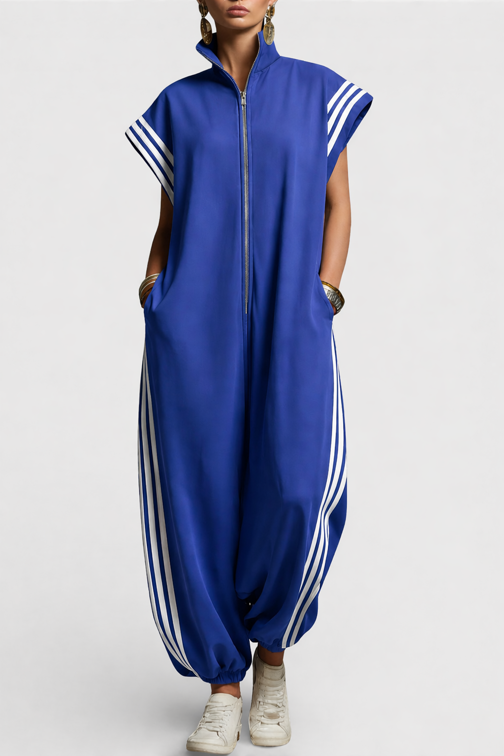 Peyton | Women's Sleeveless Zip-Neck Jumpsuit with Side Pockets
