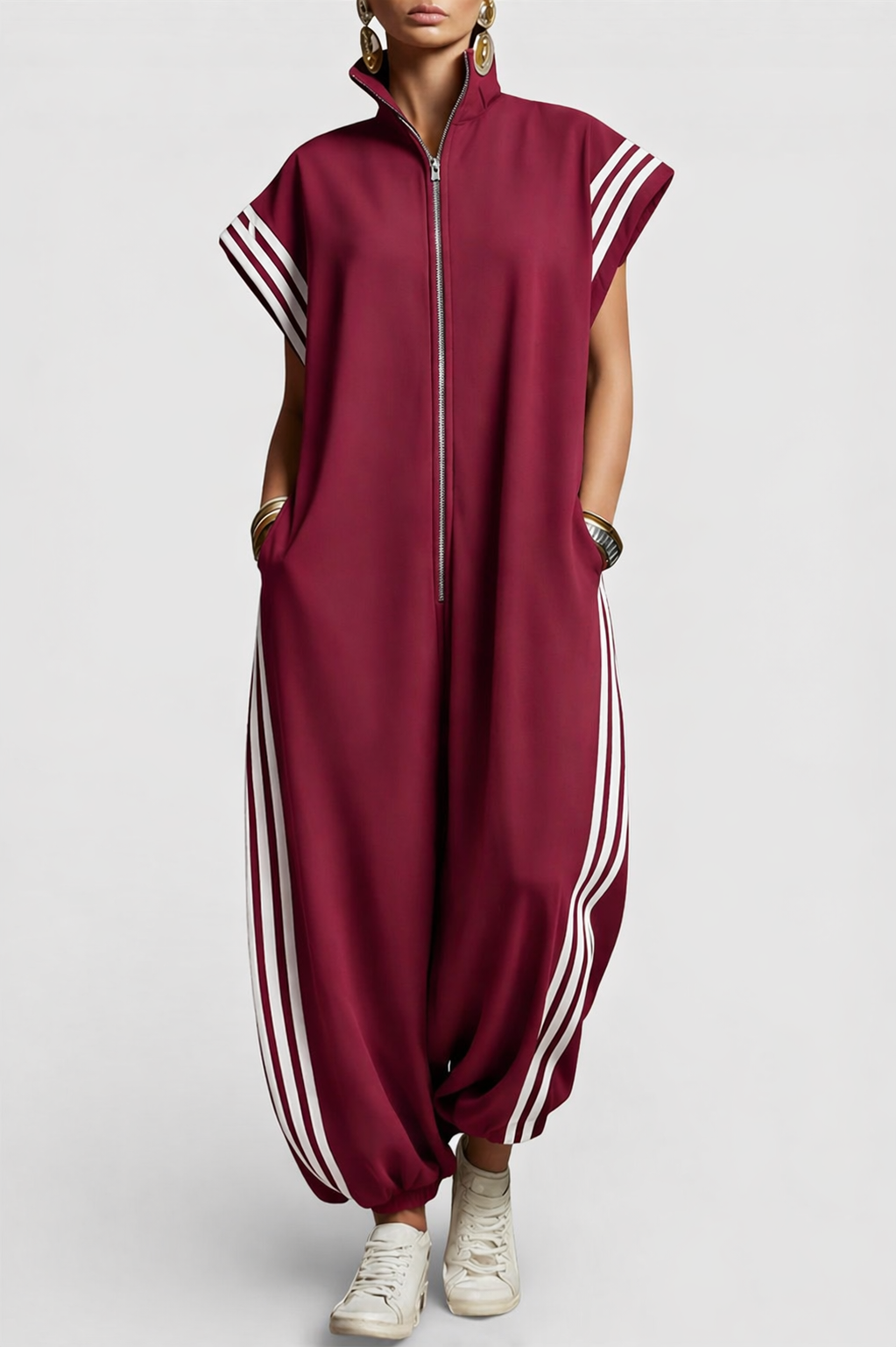 Peyton | Women's Sleeveless Zip-Neck Jumpsuit with Side Pockets