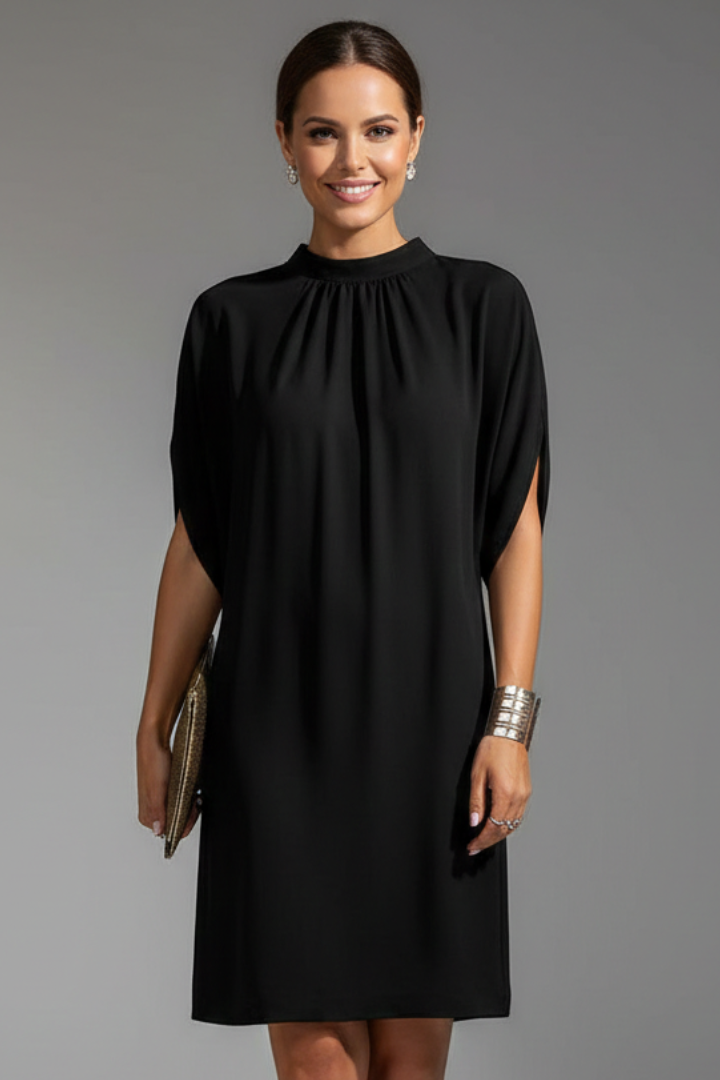Phoebe | Women's Mock Neck Mini Dress With Slit Sleeves