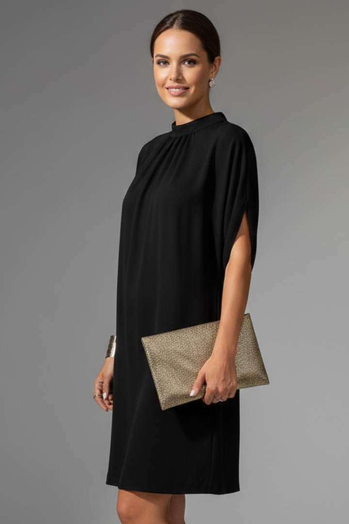 Phoebe | Women's Mock Neck Mini Dress With Slit Sleeves