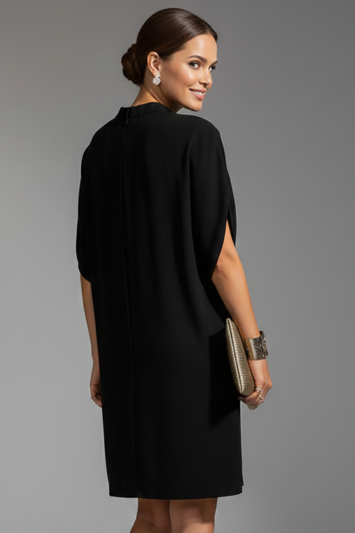 Phoebe | Women's Mock Neck Mini Dress With Slit Sleeves