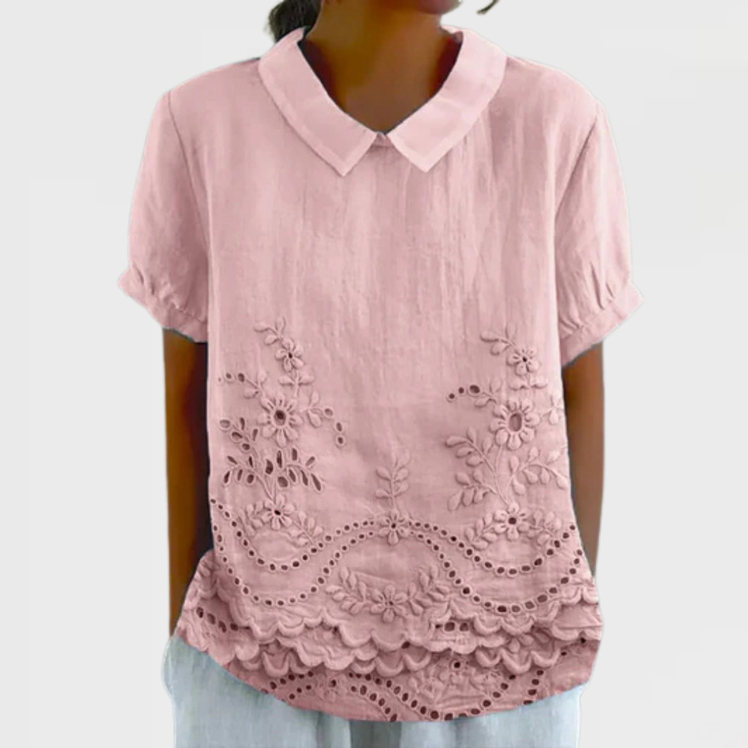Rosalba | Women’s Pink Floral Embroidered Shirt
