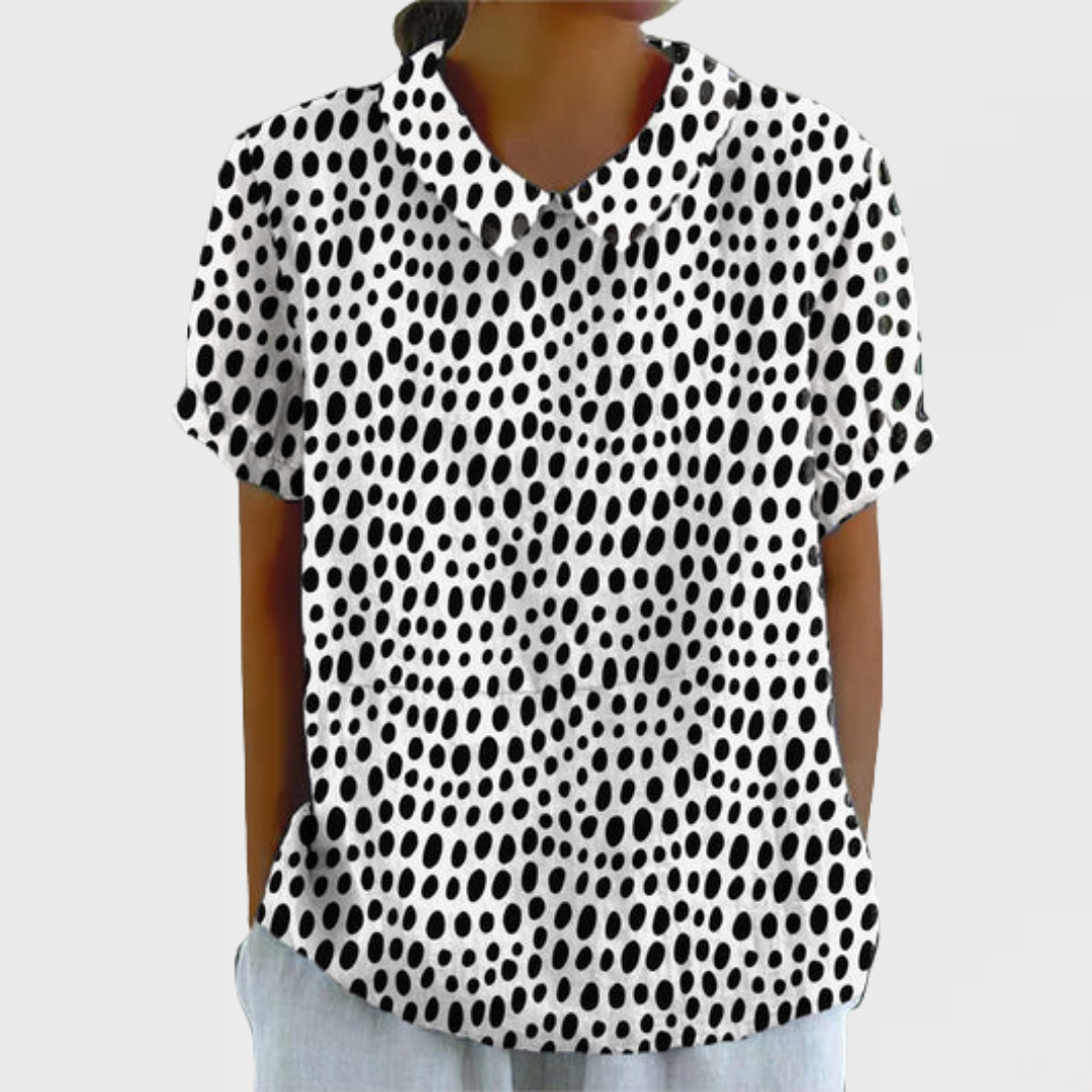 Marlena | Women’s Black and White Polka Dot Print Shirt