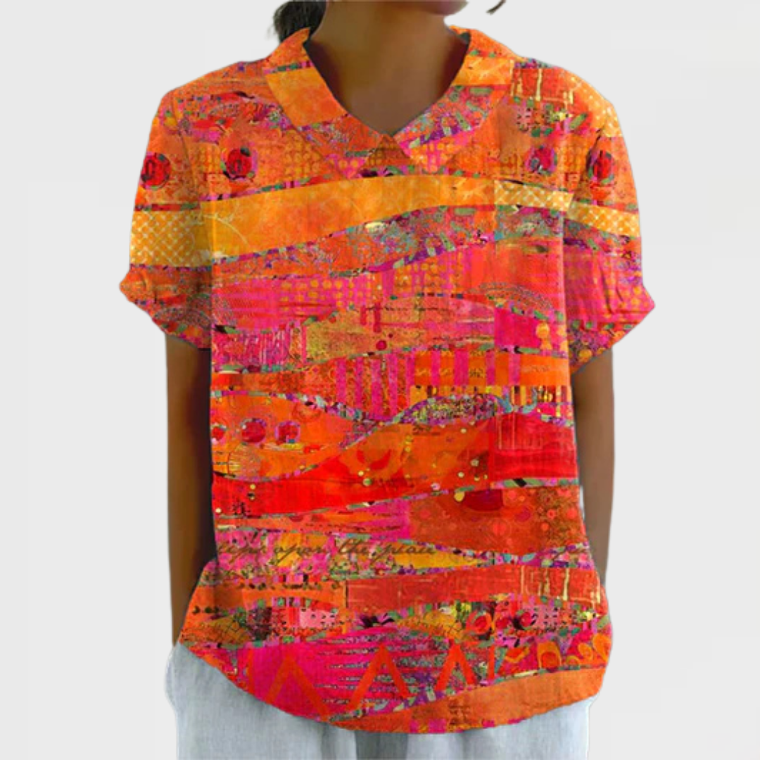 Coraline | Women’s Orange Abstract Print Shirt