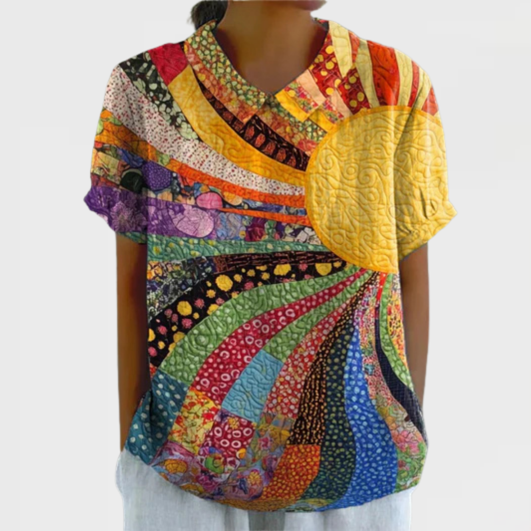 Rita | Women’s Sunburst Patchwork Print Shirt
