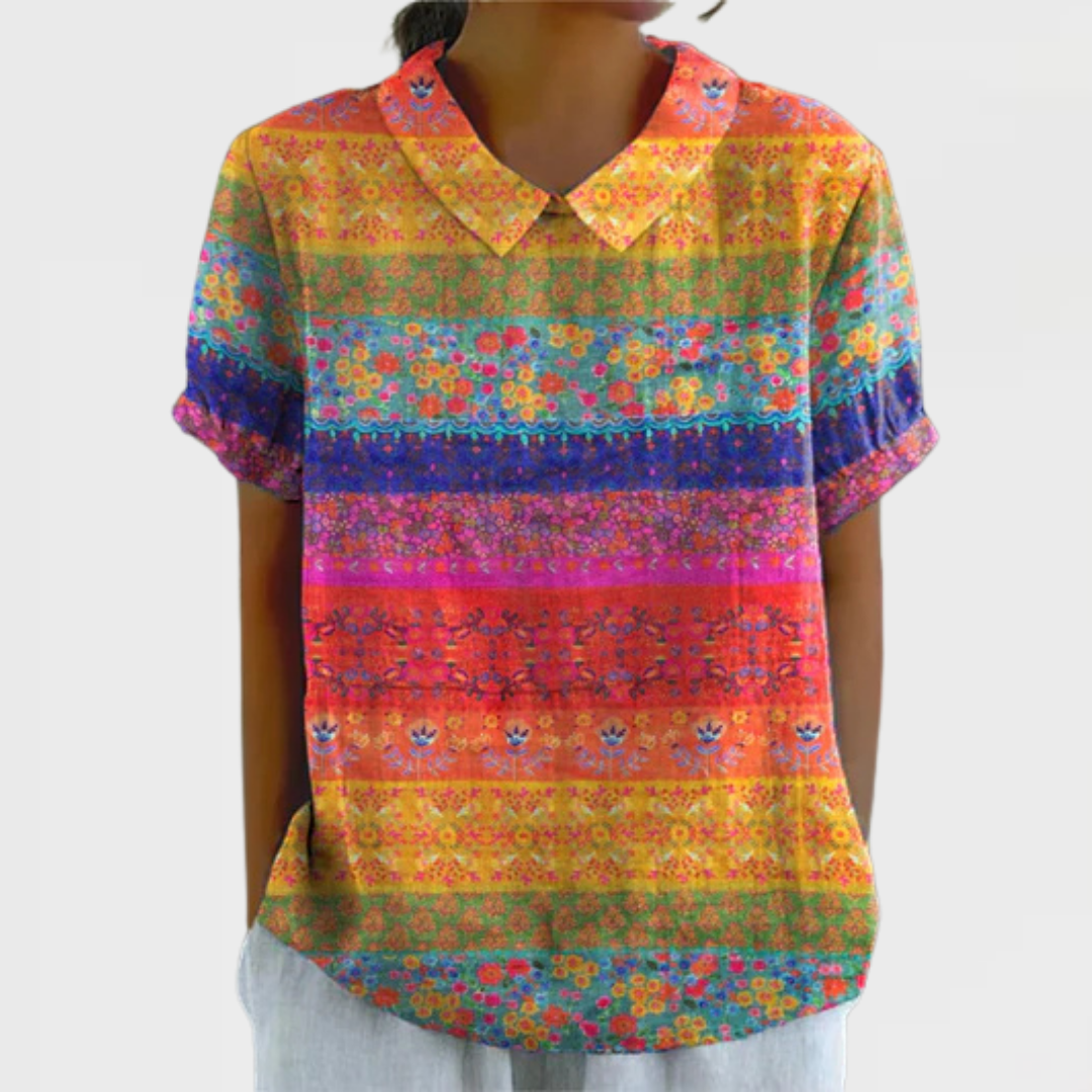 Maribel | Women’s Multicolour Floral Striped Shirt