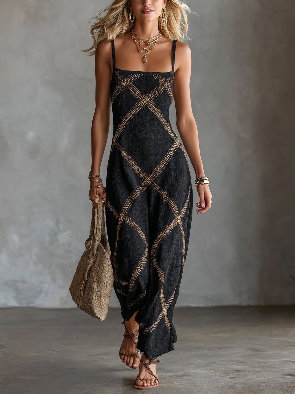 Rosalba | Boho Geometric Maxi Dress