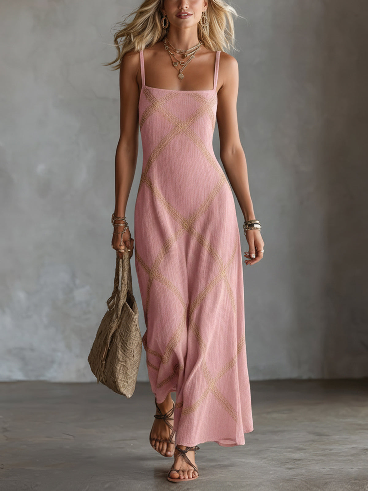 Rosalba | Boho Geometric Maxi Dress