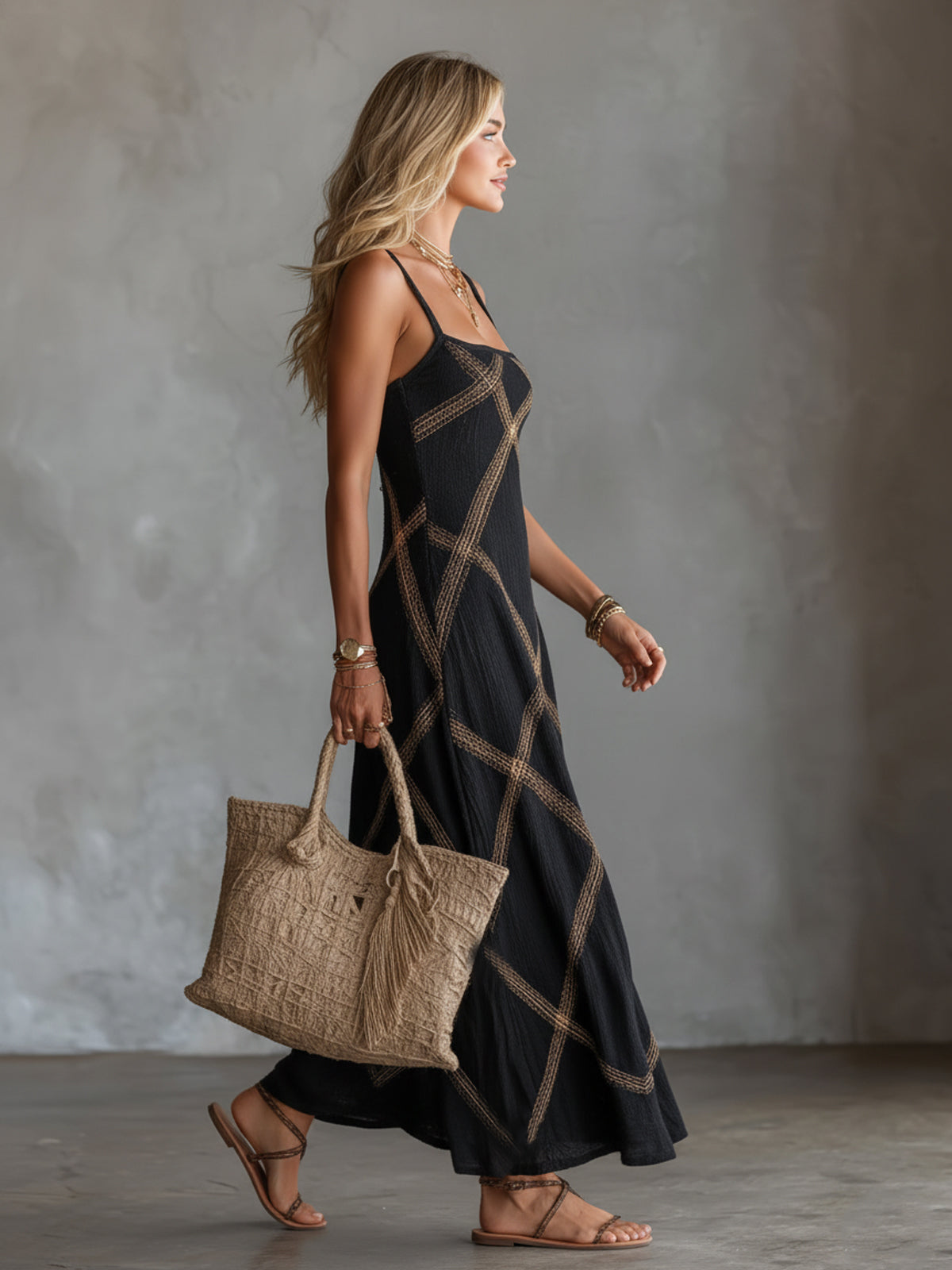 Rosalba | Boho Geometric Maxi Dress