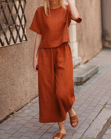 Rosalie | Women's Two-Piece Set with Loose-Fit Top and Wide-Leg Pants