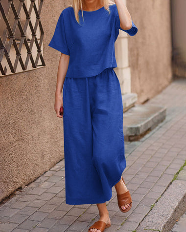 Rosalie | Women's Two-Piece Set with Loose-Fit Top and Wide-Leg Pants