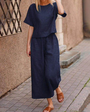 Rosalie | Women's Two-Piece Set with Loose-Fit Top and Wide-Leg Pants