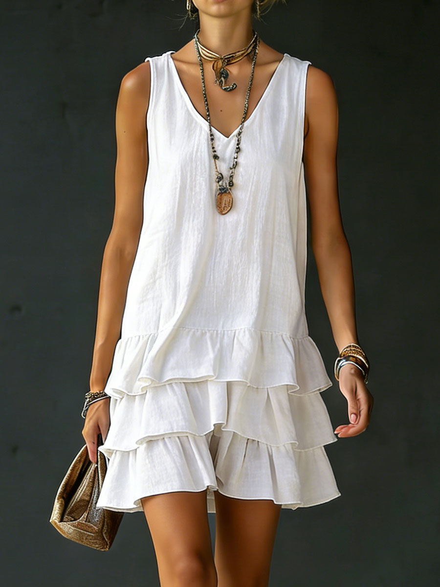 Rosalina | V-Neck Tiered Shift Dress