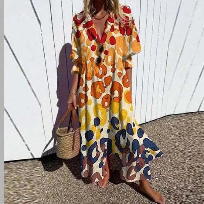 Rosalina | Women's Floral Print Maxi Dress with Front Slit