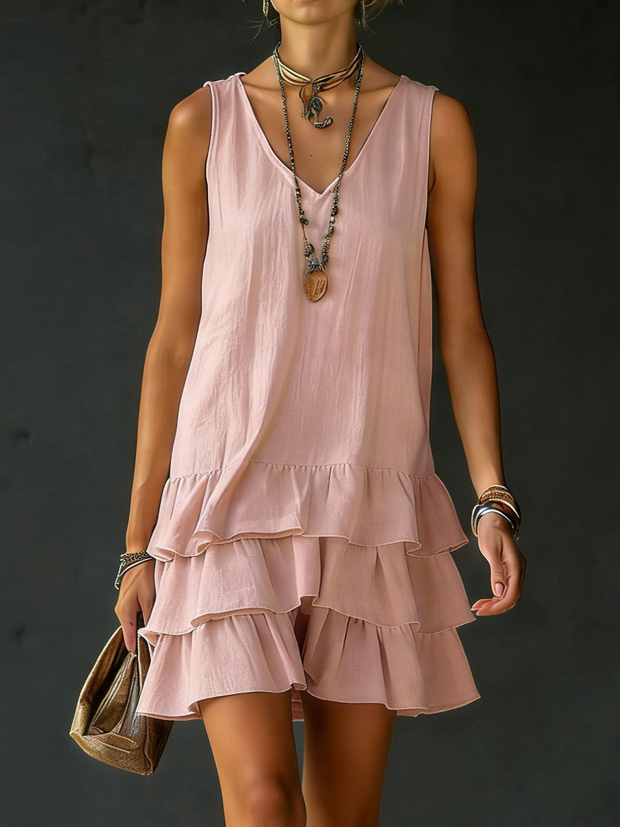 Rosalina | V-Neck Tiered Shift Dress