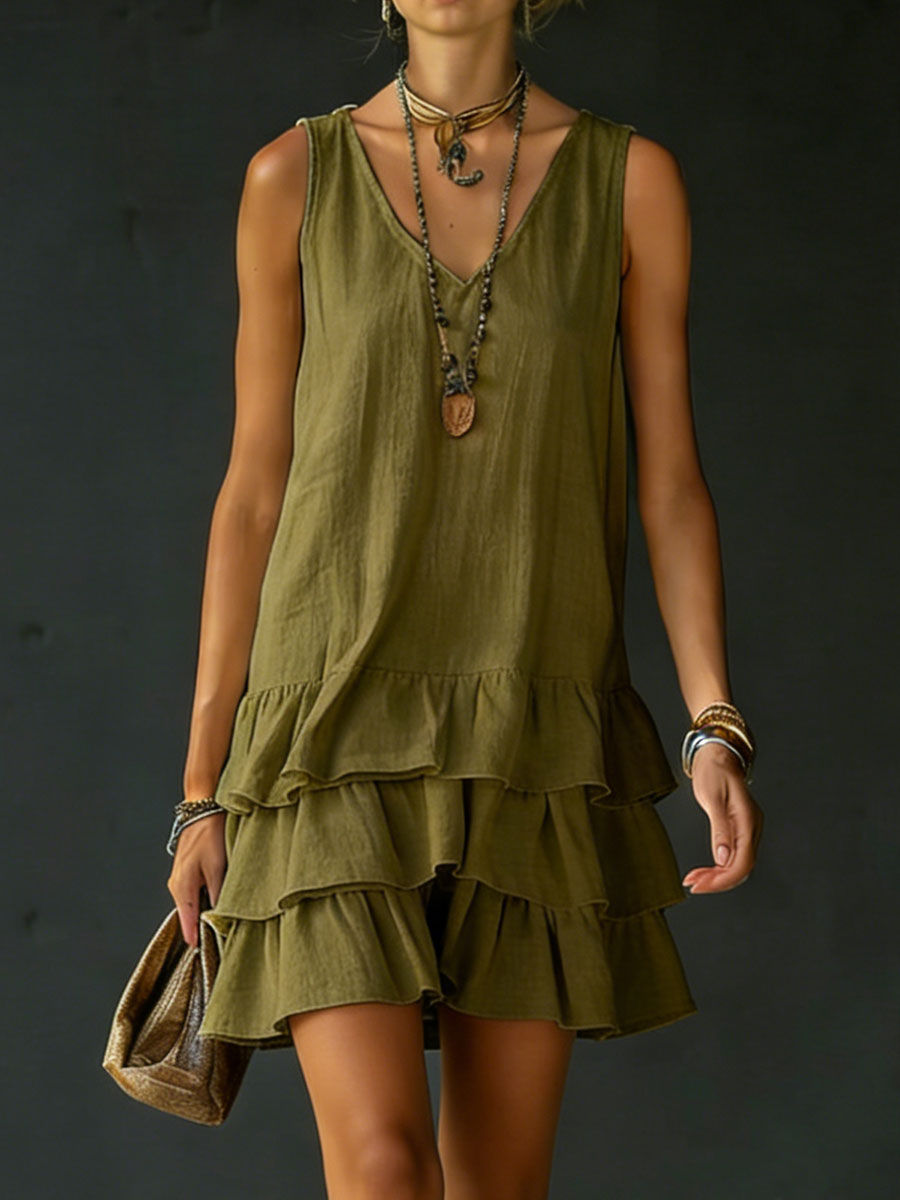 Rosalina | V-Neck Tiered Shift Dress