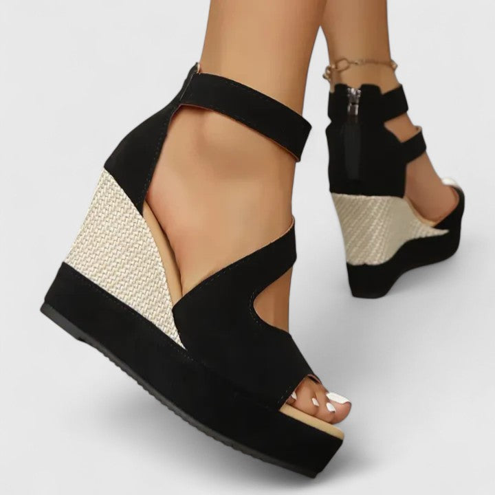 Rosalyn | Women's Wedge Sandals with Woven-Style Heel