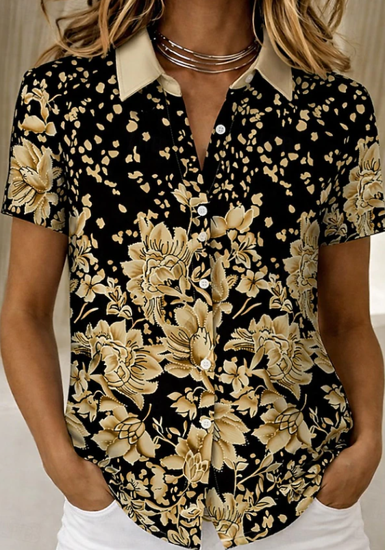 Roslyn | Women's Short-Sleeve Floral Button-Up Shirt
