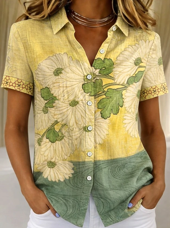 Roslyn | Women's Short-Sleeve Floral Button-Up Shirt