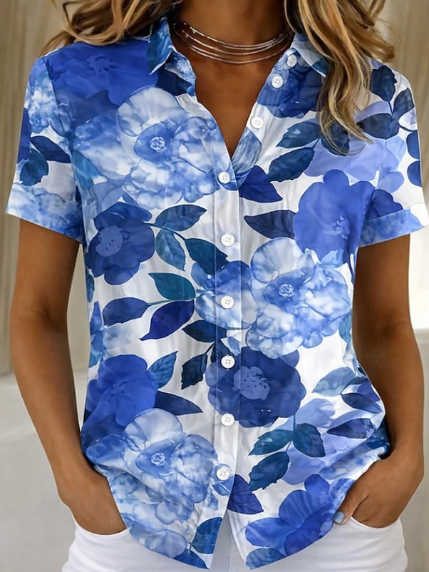 Roslyn | Women's Short-Sleeve Floral Button-Up Shirt