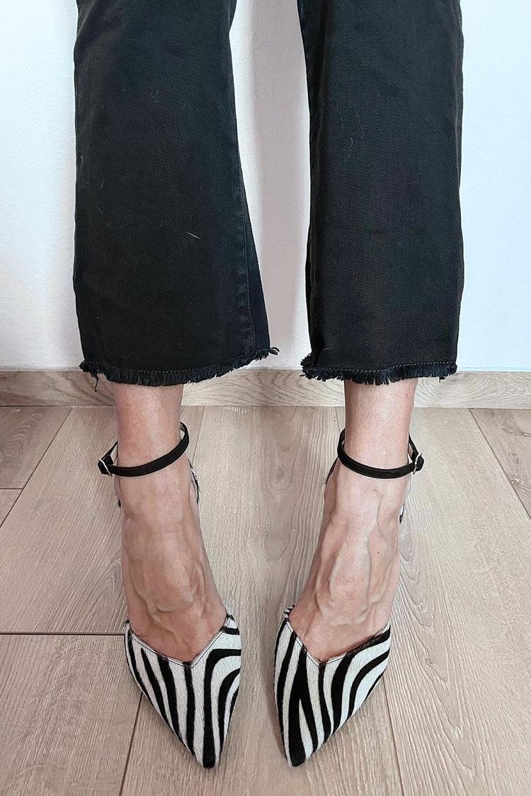 Shaina | Women’s Zebra Print Block Heels with Ankle Strap