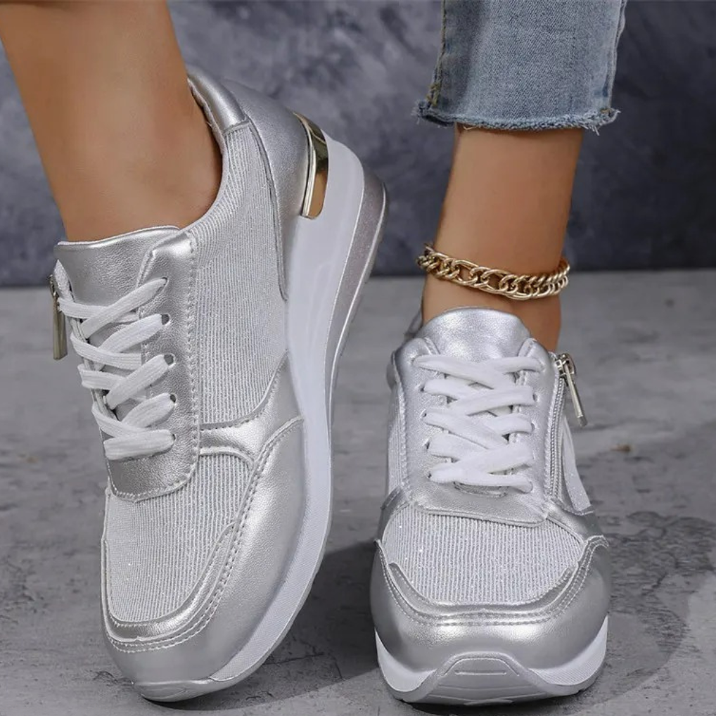 Sofia | Metallic Wedge Sneakers