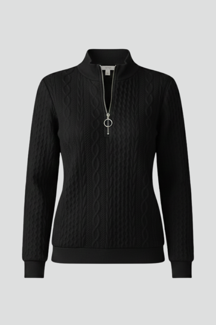 Sophie | Women's Zip-Neck Cable-Textured Jumper