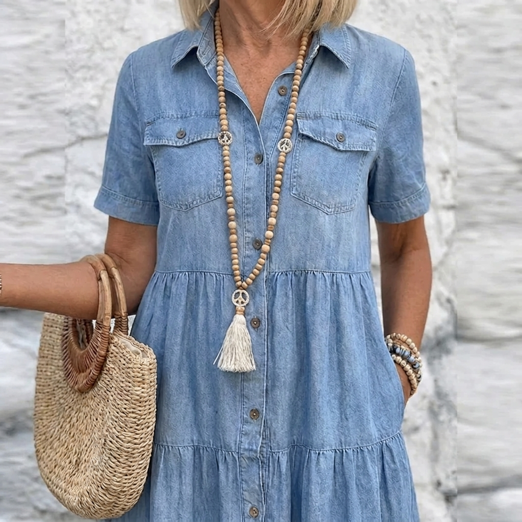 Stacey | Women's Button-Front Tiered Midi Dress