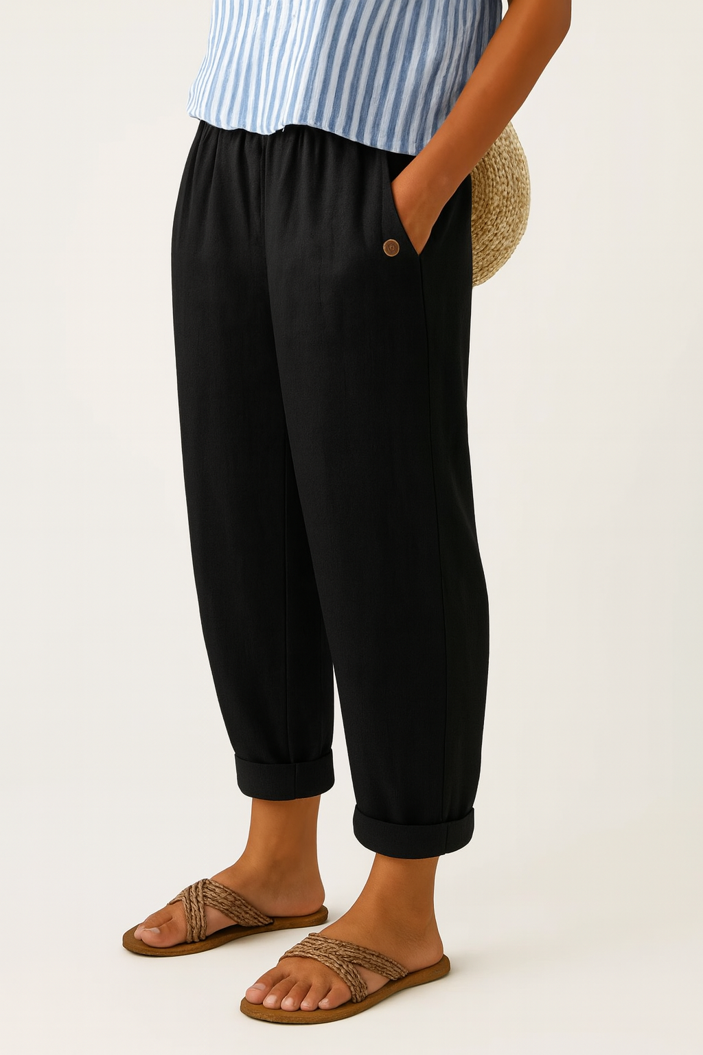 Summer | Women's Straight-Leg Trousers with Elastic Waistband