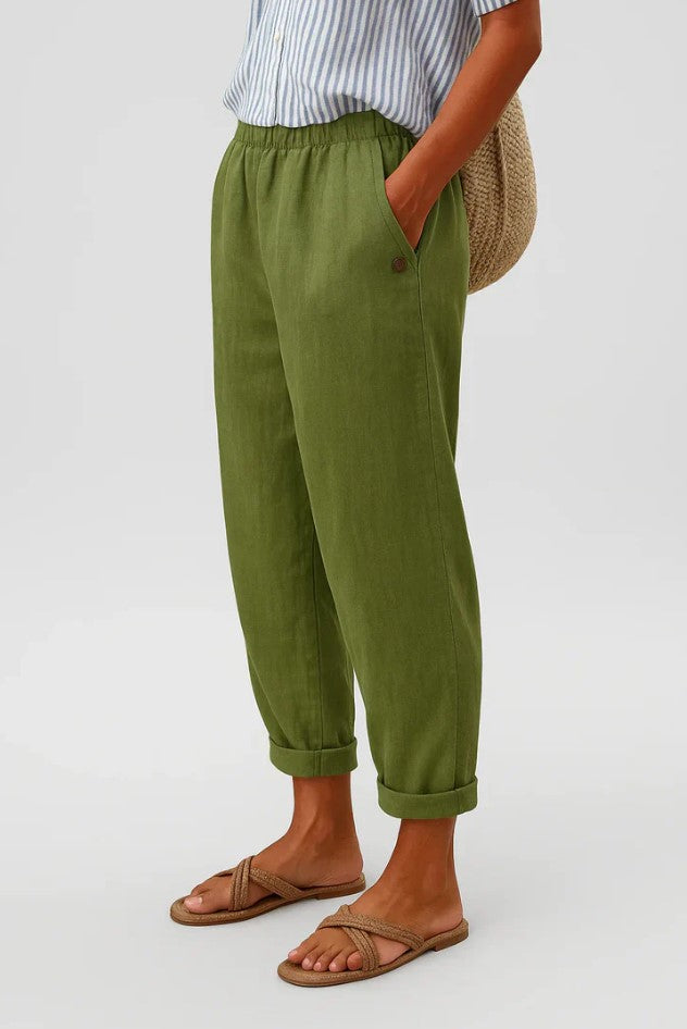 Summer | Women's Straight-Leg Trousers with Elastic Waistband