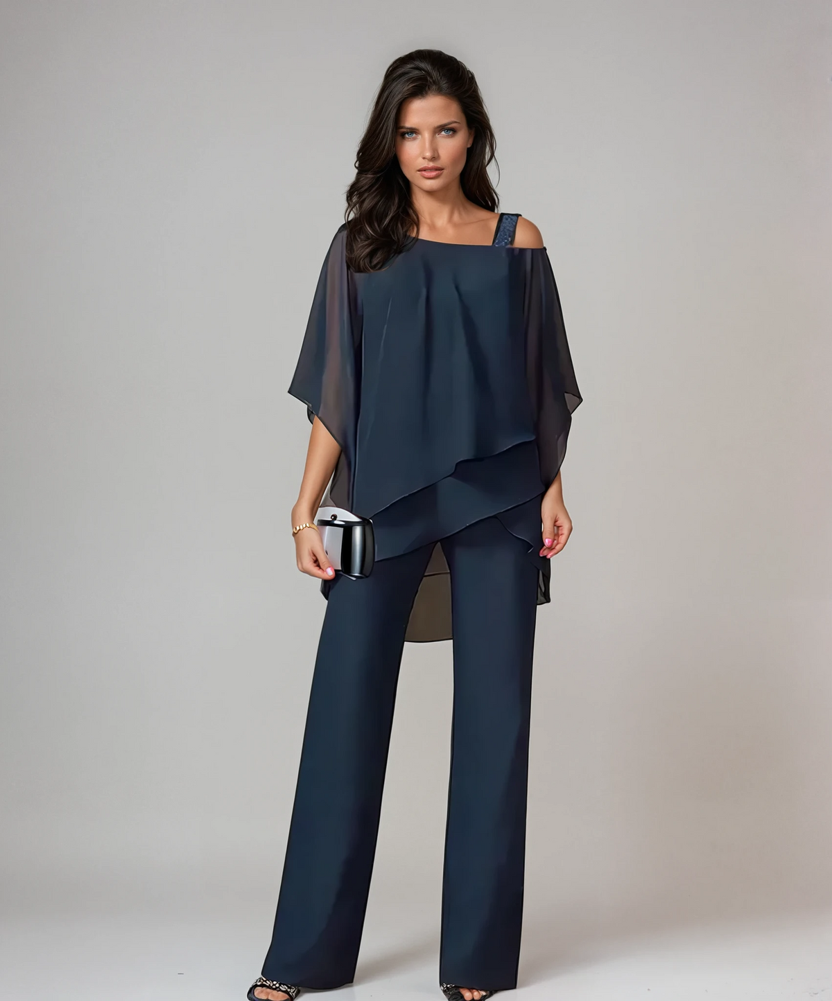 Tamsinelle | Women's Two-Piece Layered Top and Wide-Leg Pants Set
