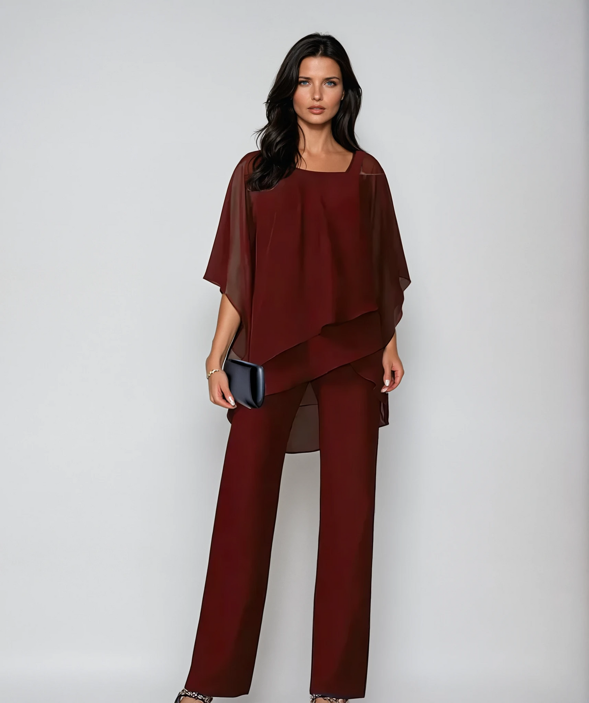 Tamsinelle | Women's Two-Piece Layered Top and Wide-Leg Pants Set