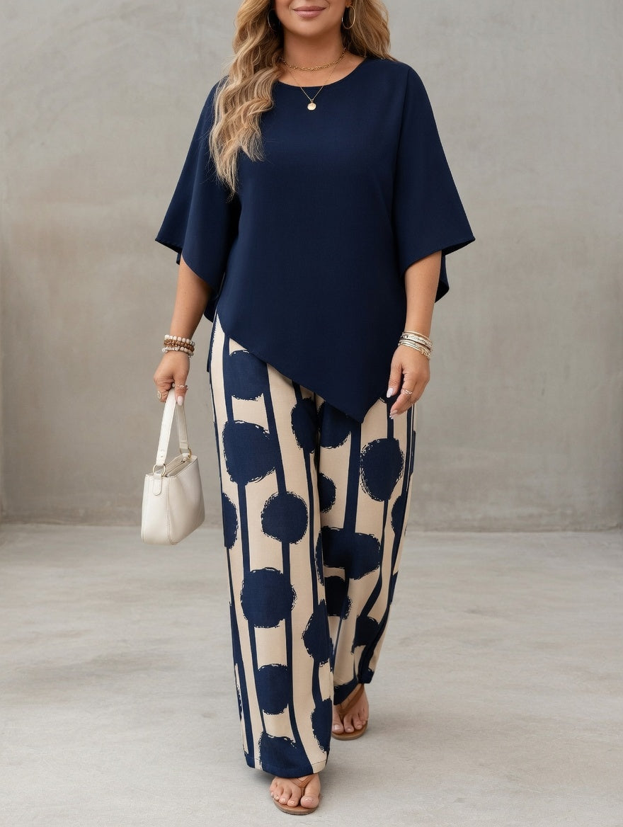 Taryn | Women's Two-Piece Set With Asymmetric Top and Wide-Leg Pants