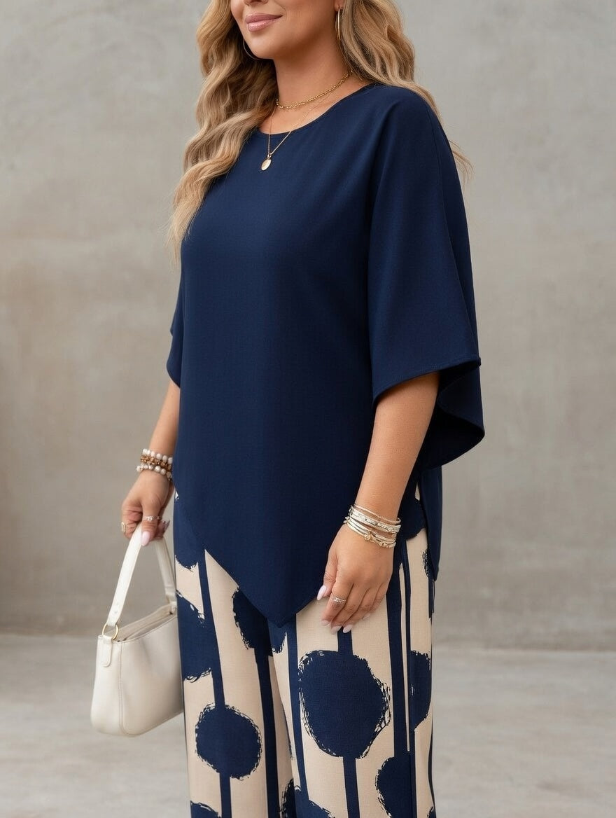 Taryn | Women's Two-Piece Set With Asymmetric Top and Wide-Leg Pants