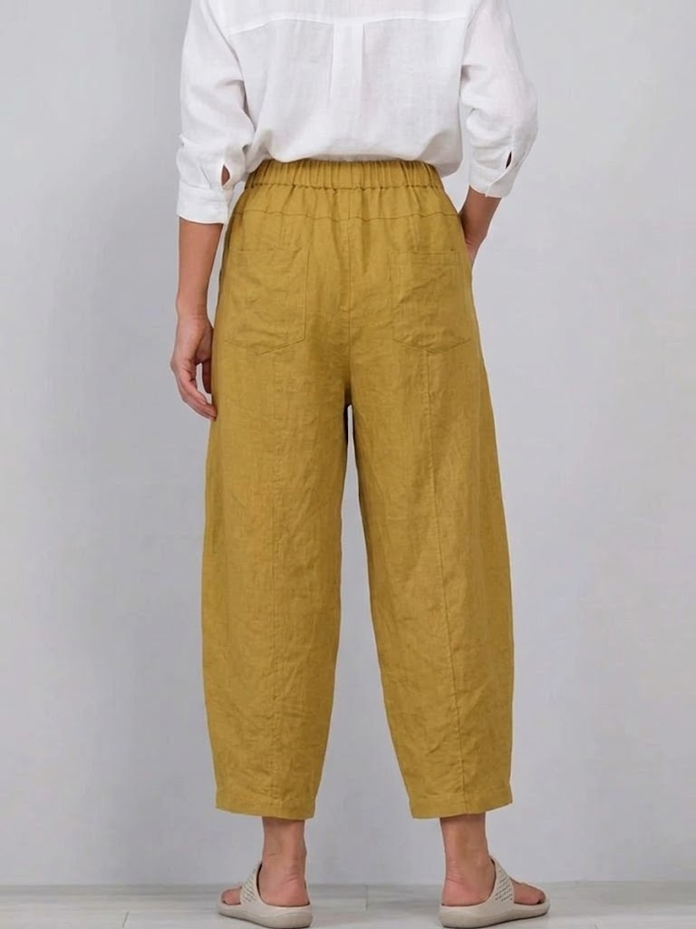 Tavelle | Women's Elastic-Waist Cropped Wide-Leg Trousers