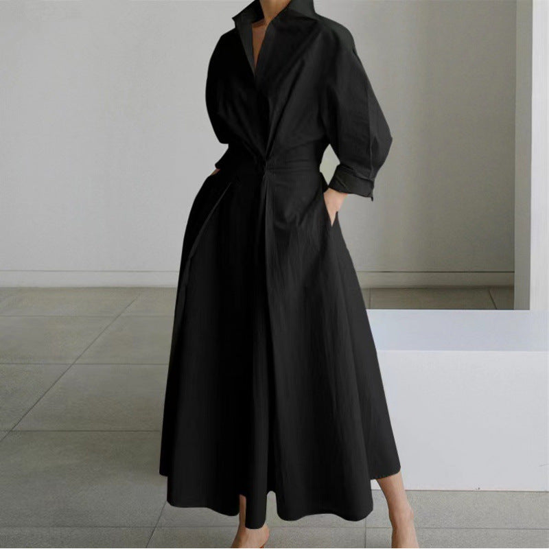 Teresa | Women's Front Wrap Maxi Dress with Collared Neckline