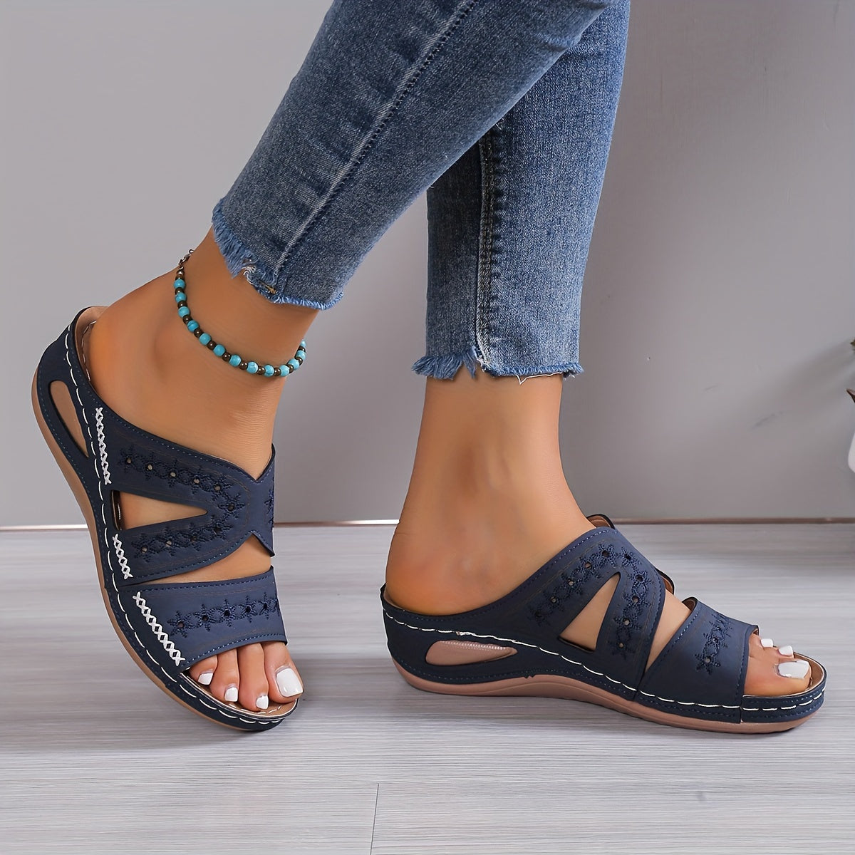 Tessa | Women's Embroidered Cross-Strap Sandals