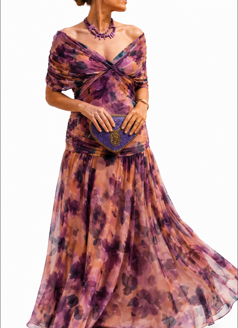 Tiffany | Women's Off-Shoulder Draped Mermaid Maxi Dress