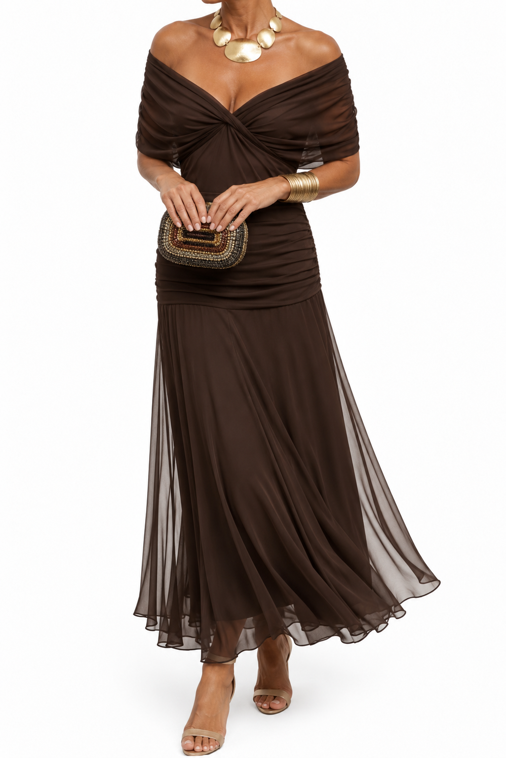 Tiffany | Women's Off-Shoulder Draped Mermaid Maxi Dress