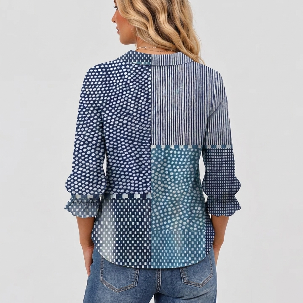 Tracy | Women's Ocean Print Button-Front Blouse